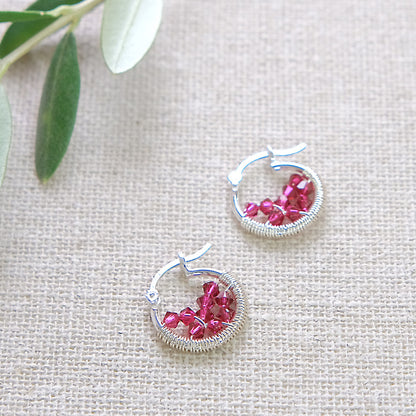 Ruby Pink Swarovski Earrings - Sterling Silver