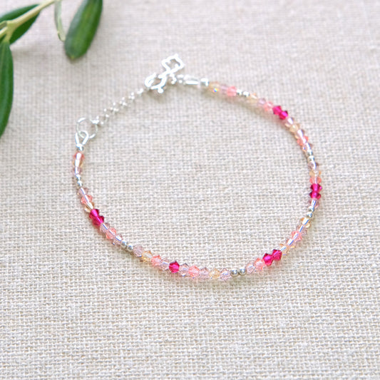Pink Swarovski Crystal Bracelet - Sterling Silver 1