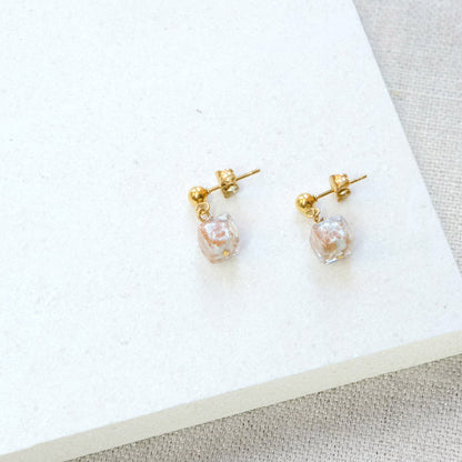 Stud Dangle Earrings - Mixed Metal/Gold