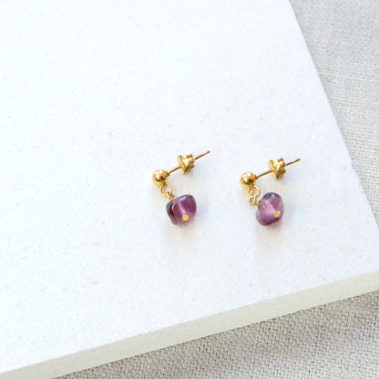 Stud Dangle Earrings - Purple Cloud/Gold