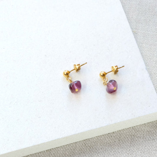 Stud Dangle Earrings - Purple Cloud/Gold