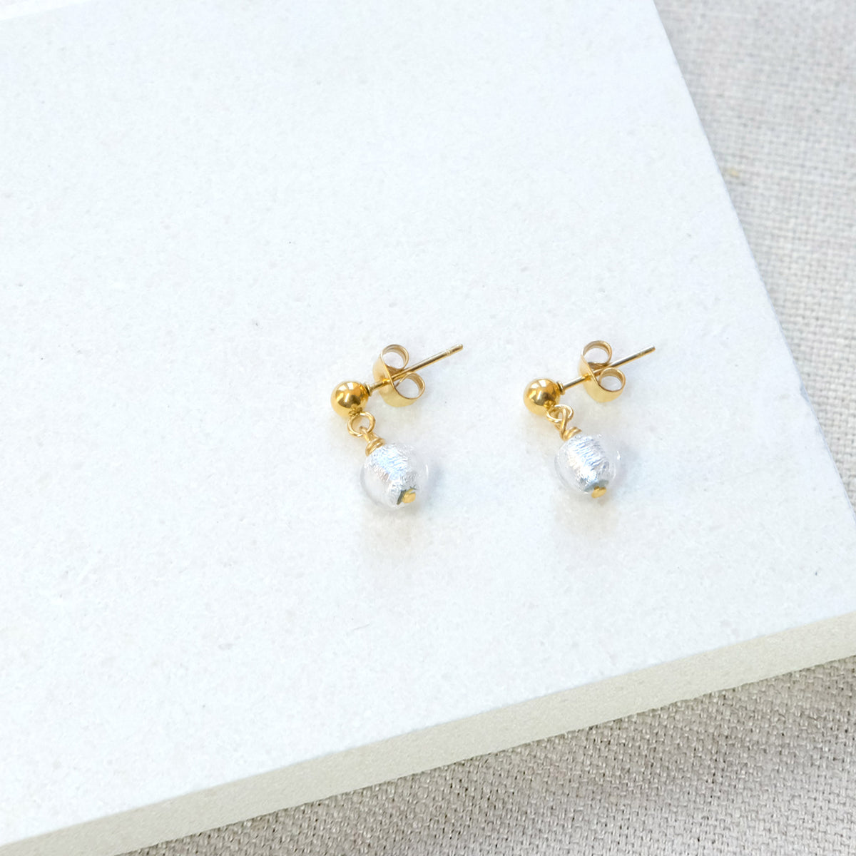 Stud Dangle Earrings - Silver/Gold