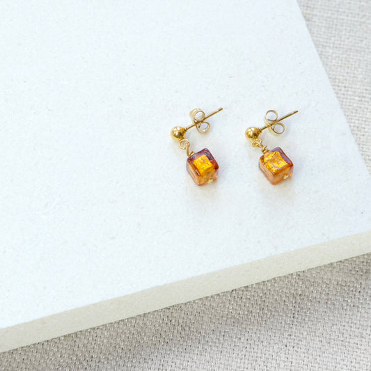 Stud Dangle Earrings - Topaz/Gold