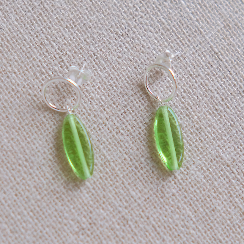 Green Stud Earrings - Sterling Silver