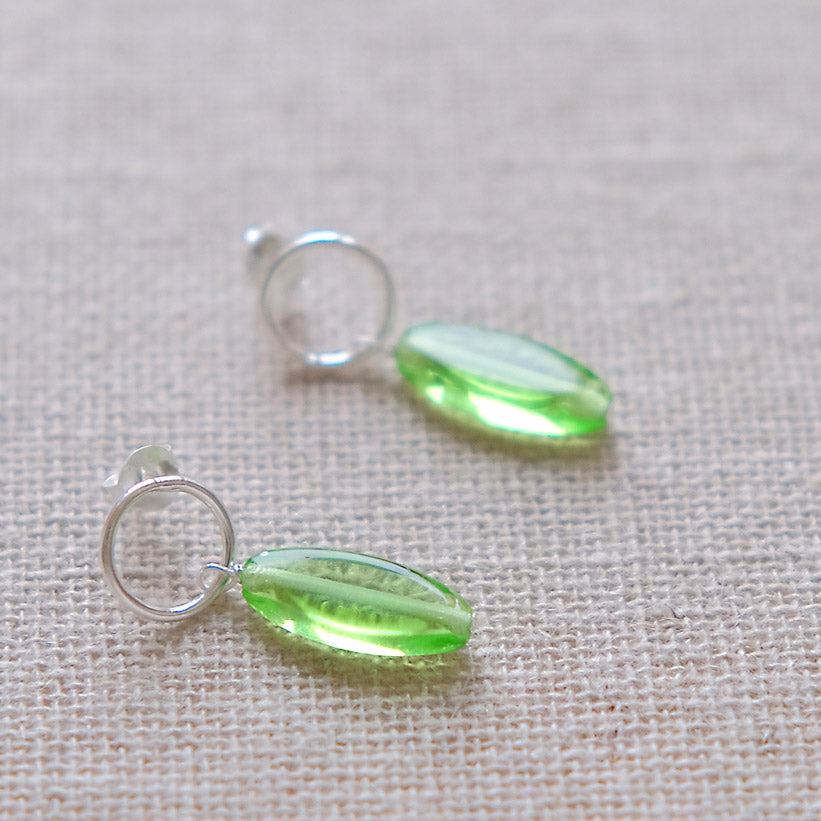 Green Stud Earrings - Sterling Silver