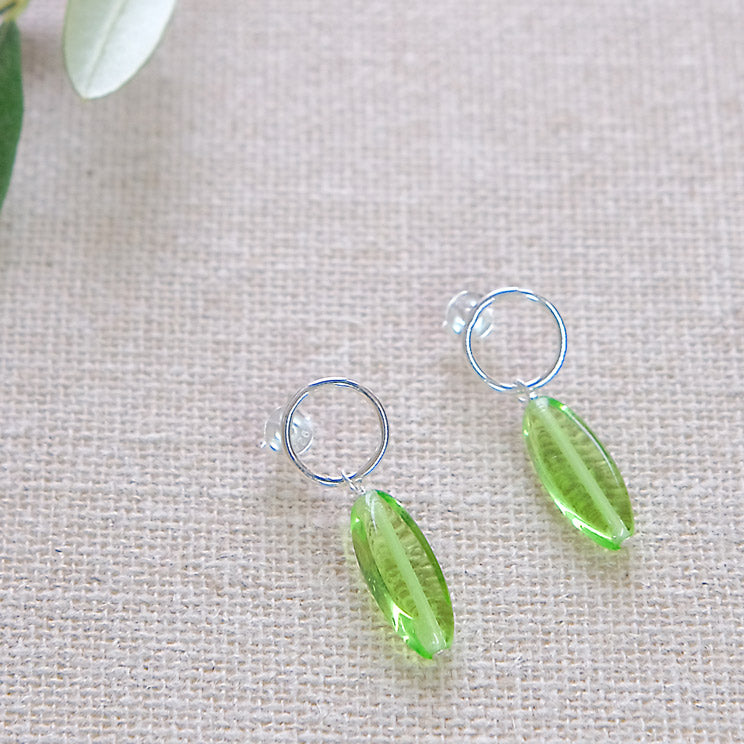 Green Stud Earrings - Sterling Silver
