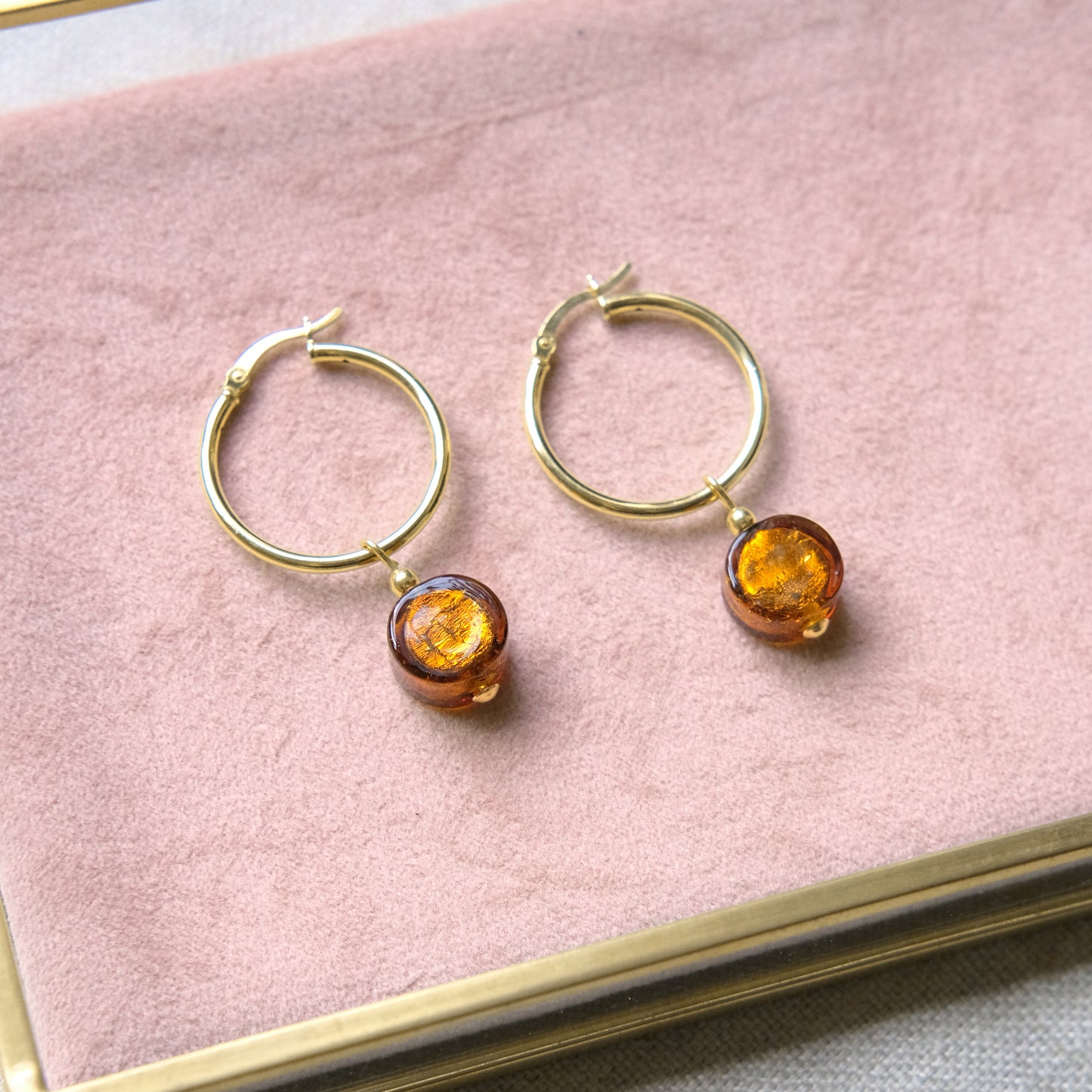 Sun Rock Hoop Earrings - Gold Plated