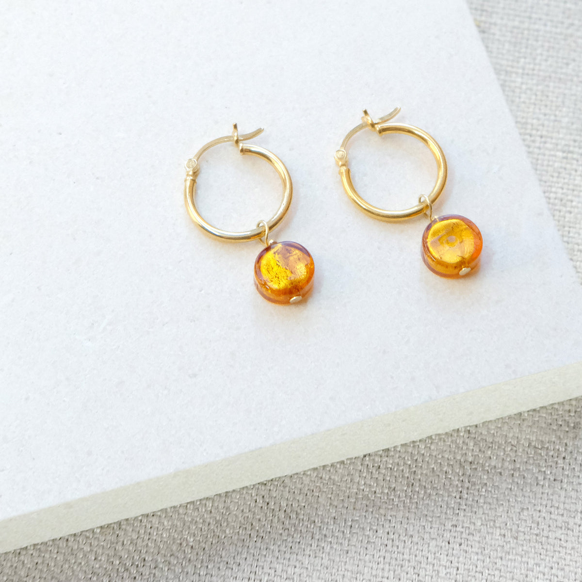 Sun Rock Hoop Earrings 18mm - Coin/Gold Vermeil