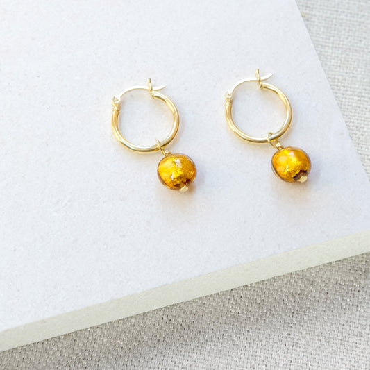 Sun Rock Hoop Earrings 18mm - Lentil/Gold Vermeil