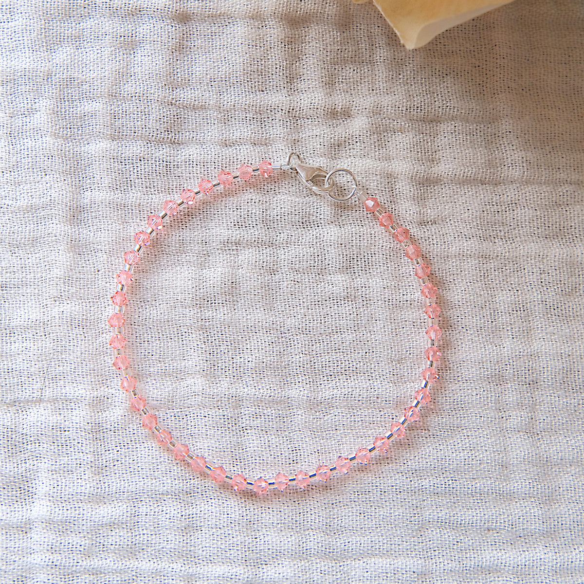 Pink Swarovski Crystal Bracelet - Sterling Silver