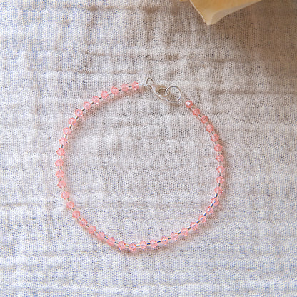 Pink Swarovski Crystal Bracelet - Sterling Silver