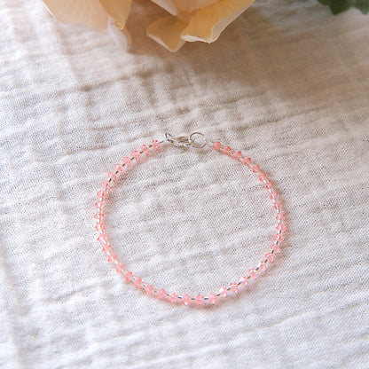 Pink Swarovski Crystal Bracelet - Sterling Silver