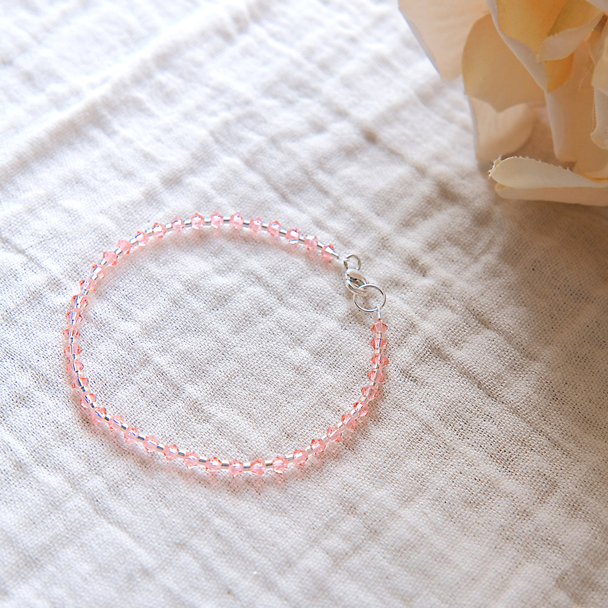 Pink Swarovski Crystal Bracelet - Sterling Silver