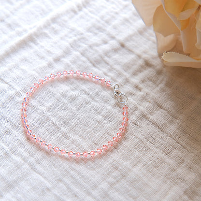 Pink Swarovski Crystal Bracelet - Sterling Silver