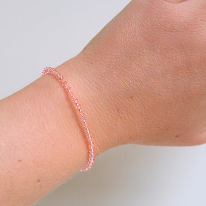 Pink Swarovski Crystal Bracelet - Sterling Silver