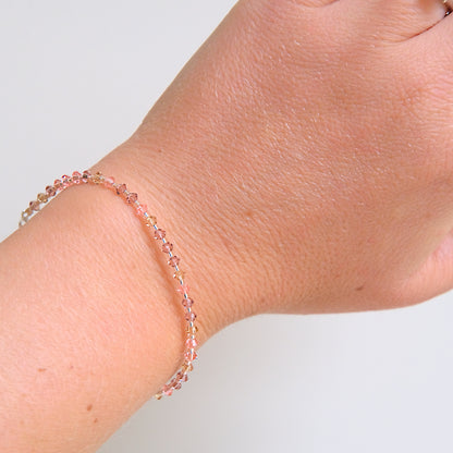 Pink/Amber Swarovski Crystal Bracelet - Sterling Silver