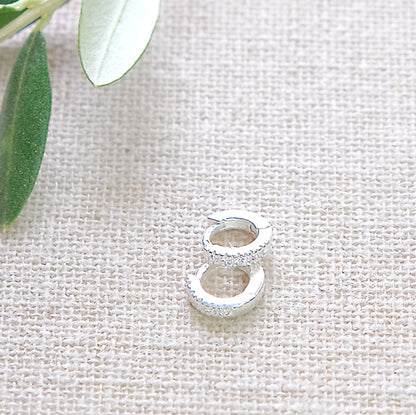 Tiny Pave Huggie Earrings - Sterling Silver