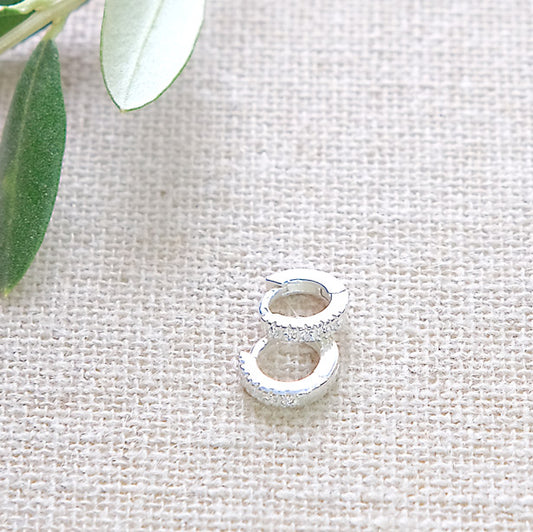 Tiny Pave Huggie Earrings - Sterling Silver