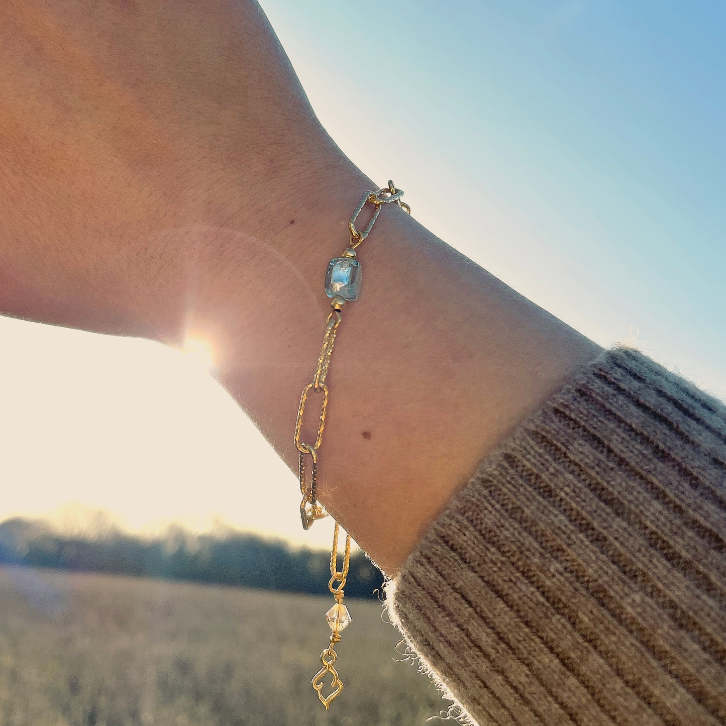 Azure Paperclip Bracelet - Gold vermeil