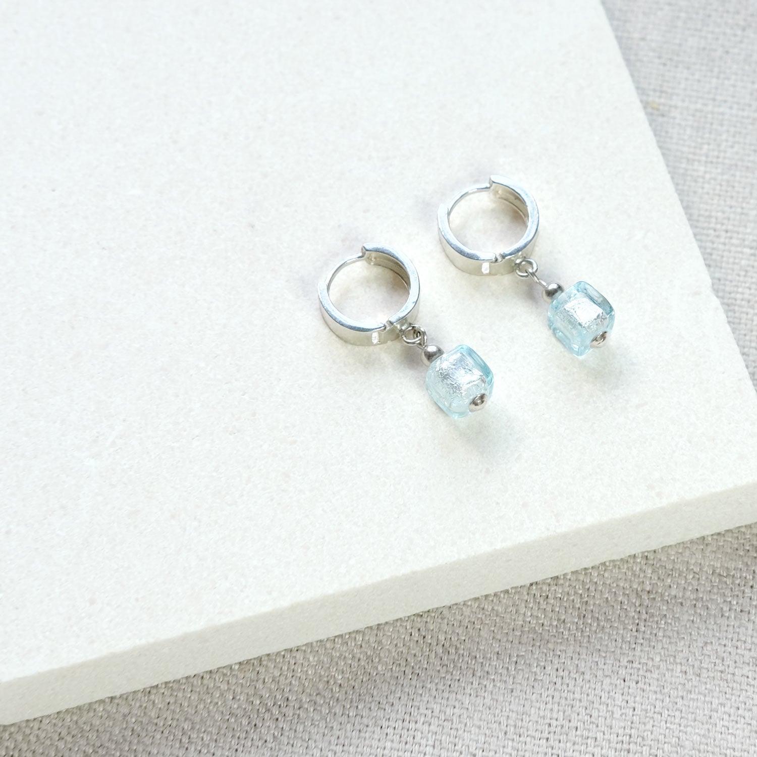 Azure Ear Rings Azure Blue Huggie Earrings - Sterling Silver – Lezzeri