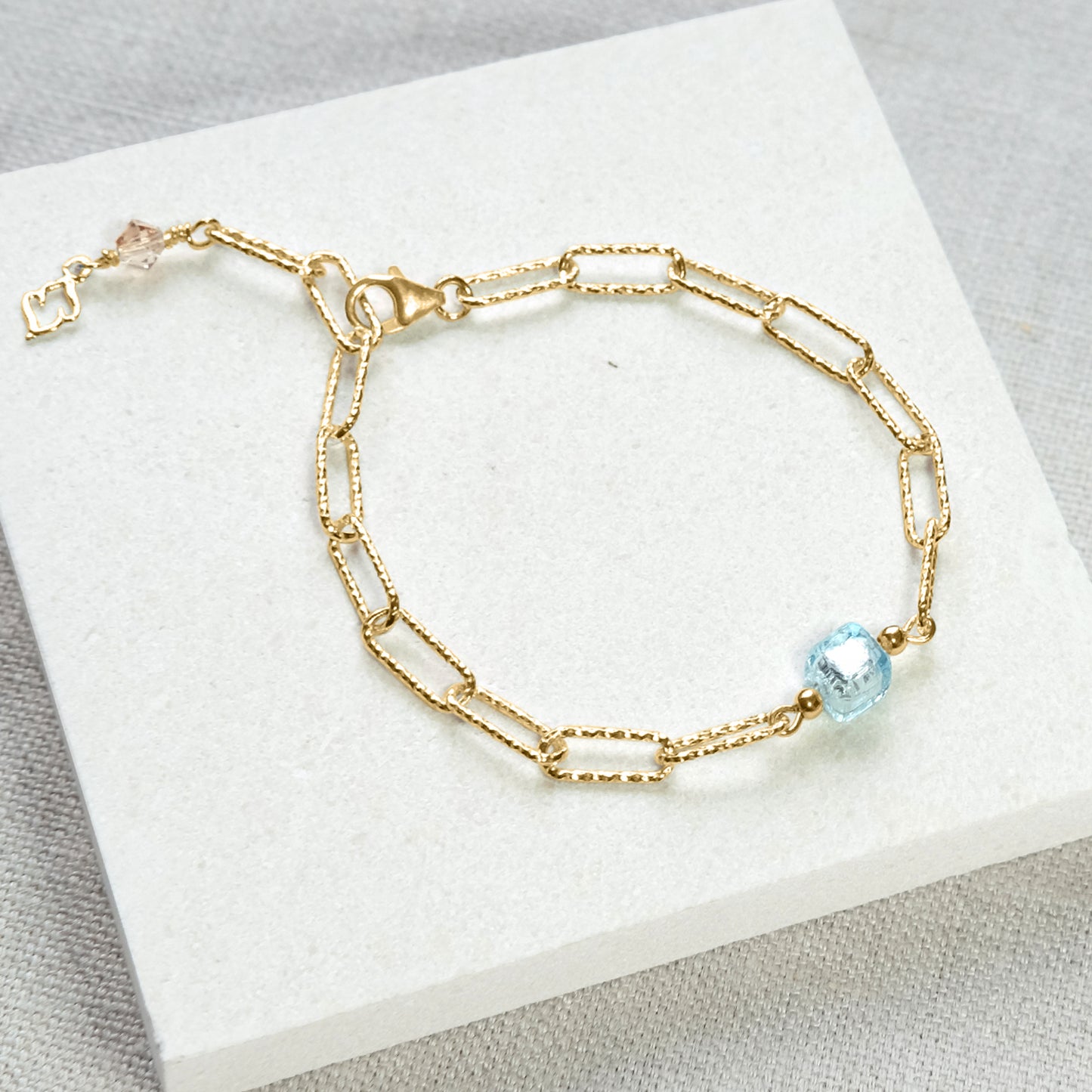 Azure Paperclip Bracelet - Gold vermeil