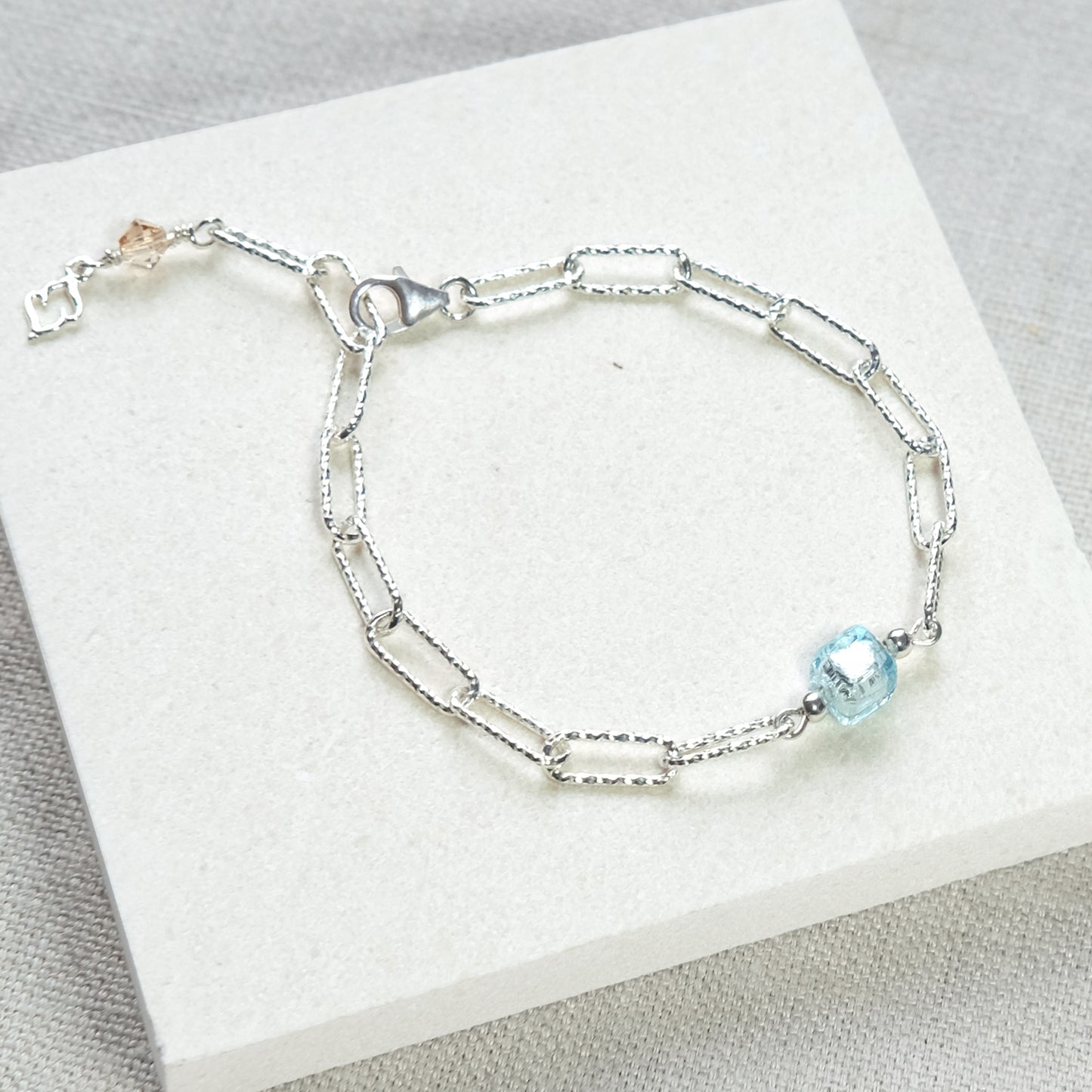 Azure Paperclip Bracelet - Sterling Silver