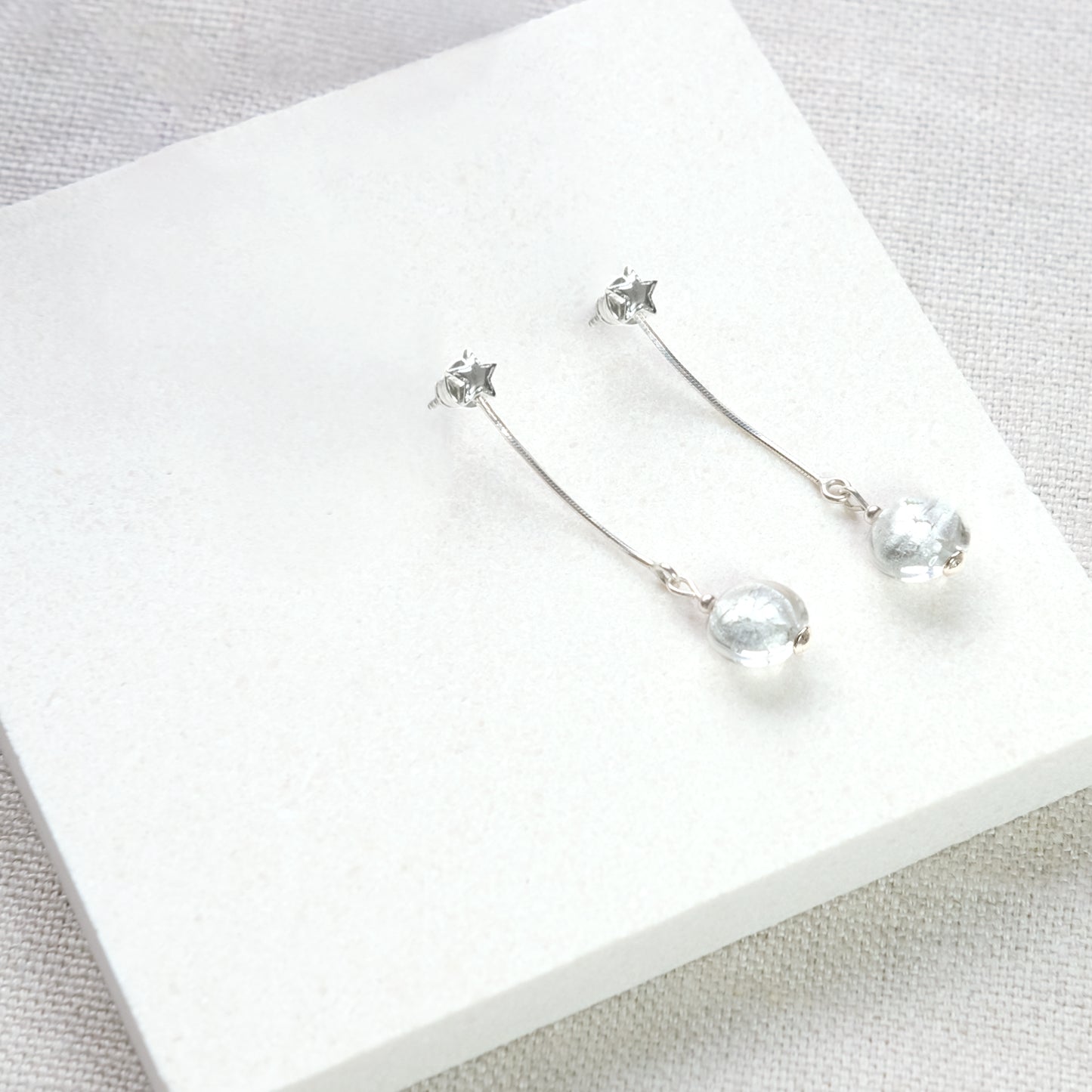 Moon Rock and Star Dangle Two-Piece Earrings - Sterling Silver