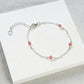 Stardrop Figaro Chain Bracelet - Coral Pink/Sterling Silver